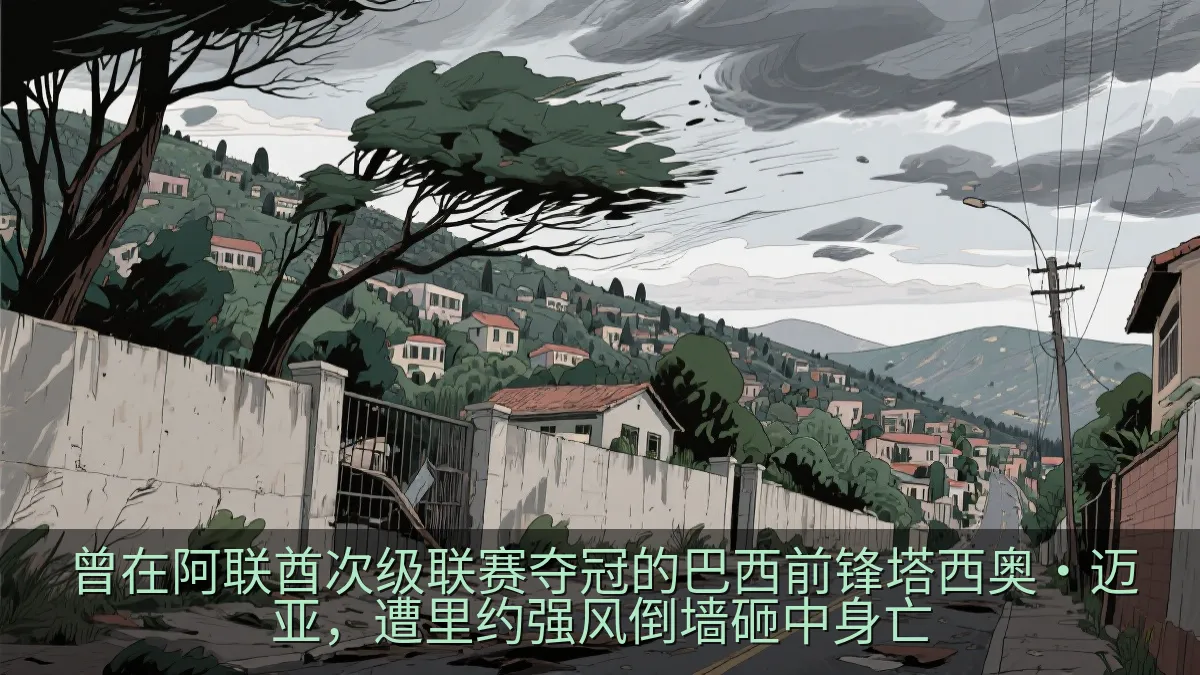 强风天气中的里约山坡街道与围墙